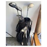 Golf Bag with Mixed Clubs and Accessories
