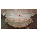 Pyrex Divided Casserole with Glass Lids