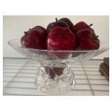 Glass Compote with Artificial Apples