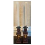 Wooden Candleholders with Inlay Design
