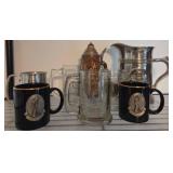 Mugs, Glass Steins, and Metal Pitchers