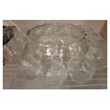 Glass Punch Bowl Set with Cups and Ladle
