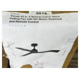 52-Inch Indoor Black Ceiling Fan With Remote
