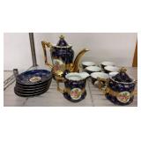 L.F. Limoges Porcelain Tea Set with Gilded Details