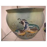 Hand-Painted Ceramic Pot with Bird Motif