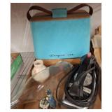 Frigidaire Cooler, Wizard Figurine, and Iron