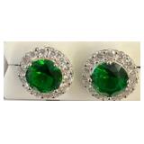Sterling Silver Earrings with Green Stones