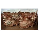 Leaf-Motif Ceramic Planters, Japan Marked
