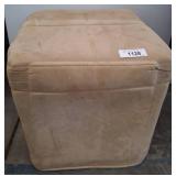 Beige Upholstered Cube Ottoman with Side Button