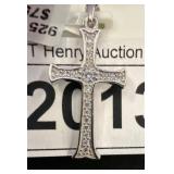 Sterling Silver Cross Pendant with Stones