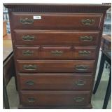 6-Drawer Wooden Chest with Brass Pulls