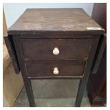 Primitive Drop-Leaf Side Table With Two Drawers
