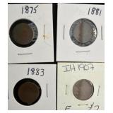 1875, 1881, 1883, and 1907 Indian Head Cents