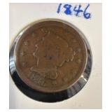 1846 Braided Hair Large Cent Coin