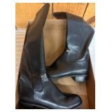 Black Knee-High Boots, Textile/PU Upper, Size 6.5M