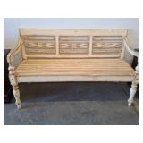 Distressed Wooden Bench, Decorative Backrest