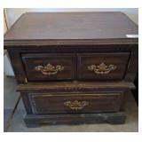 Wooden 2-Drawer End Table with Brass Handles