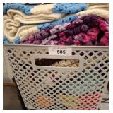 Plastic Bin With Assorted Crocheted Blankets