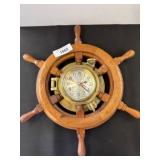 Shipï¿½s Wheel-Style Clock With Brass Details