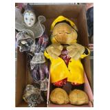 Porcelain Jester Doll and Plush Monkey Toy