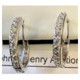 925 Silver Hoop Earrings with Stones