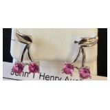 Sterling Silver Pink Stone Cherry Earrings