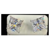 Square-Cut Earrings in 925 Silver