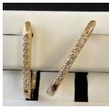 Gold-Tone Hoop Earrings with CZ Accents