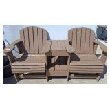 Wooden Adirondack-Style Bench with Table