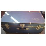 Blue Trunk with Metal Accents and Interior Pattern