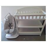 White Changing Table and Infant Swing