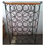 Metal Wine Rack With Woven Rattan Top