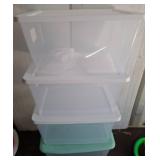 Stacked Clear Plastic Storage Bins with Lids