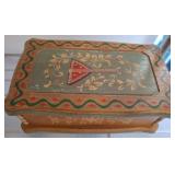 Hand-Painted Wooden Trinket Box with Lid
