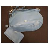 Coach Blue Leather Bag and Wallet Set