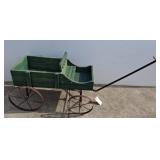 Green Wooden Wagon with Metal Wheels r3 outside