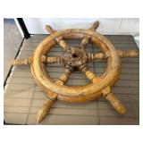 Wooden Ship Wheel With Metal Hub