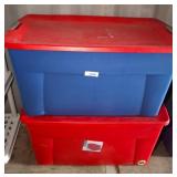 Two Plastic Storage Totes with Lids
