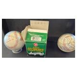 Two Signed Baseballs and One Coca-Cola Baseball