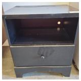 Black Wood Night Stand With Drawer