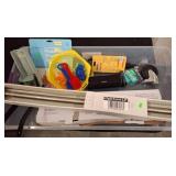 Plastic Storage Tote with Mixed Contents