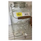 Glass Beverage Dispenser with Metal Spigot