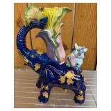 Ceramic Elephant Vase With Multicolor Detailing