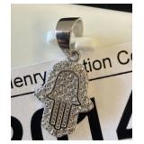 Sterling Silver Hamsa Pendant with Stones