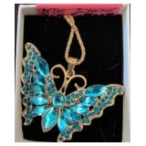 Betsey Johnson-Style Butterfly Pendant Necklace