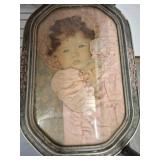 Framed Child's Portrait Under Convex Glass