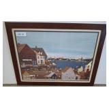 Framed Nautical Village Artwork