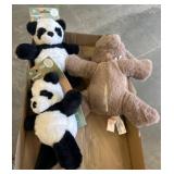 Plush Toys Including Panda and Bear