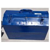 Blue Metal Toolbox with Red Interior Trays