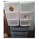 Three Plastic Storage Drawer Units